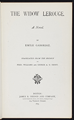 Title page of The Widow Lerouge by Emile Gaboriau (1873)