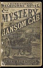Illustrated cover page of The Mystery of the Hansom Cab by Fergus Hume (1889)