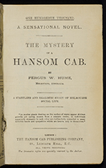 Title page of The Mystery of the Hansom Cab by Fergus Hume (1889)