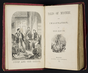 Title page and frontispiece of Tales of Mystery and Imagination by Edgar Allan Poe (1855)