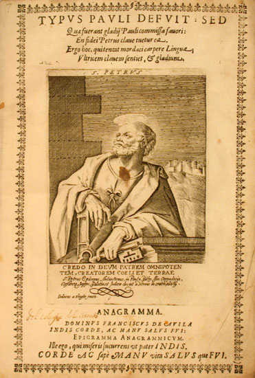 Title page, with an illustration of Saint Peter