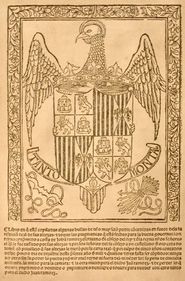 Title page, with woodcut of the arms of Spain