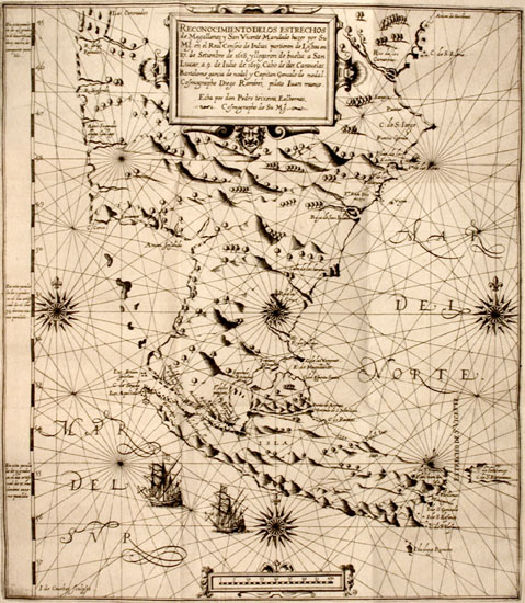 Large folding map of the Straits of Magellan and Le Maire