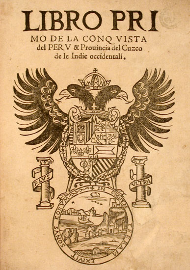 Title page, below which is the coat of arms of Charles V