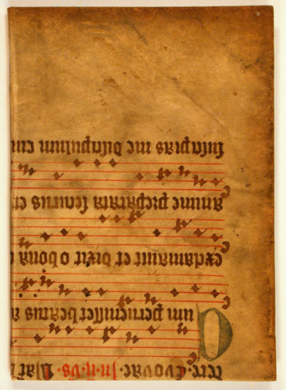 Binding (rebound) in a leaf of old vellum manuscript