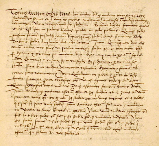 First page of the manuscript, which deals with measures of
                                length, and does not appear in the printed edition