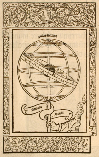 Large sphera mundi on the verso of the title page