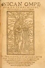 Title page of Nican Ompehva yn Temachtilli, Ynitechpovi
                                Sanctoral, the second part of the volume