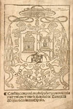 Title page, with woodcut coat of arms of the Archbishopric of Mexico