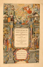 Finely colored title page of an edition-de-luxe copy of
                                Theatrvm Orbis Terrarvm