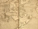 Map of the Western Hemisphere. Off the west coast of North
                                America is Zipangri (Japan)