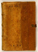Upper cover; bound in original wooden boards, partially covered
                                with seventeenth-century blind-stamped pigskin