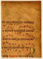 Binding (rebound) in a leaf of old vellum manuscript