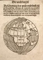 Woodcut map of the Eastern Hemisphere on title page